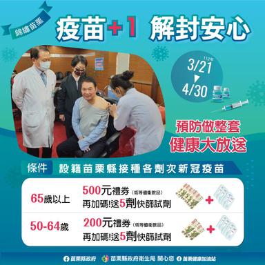 疫苗+1 解封安心 送5劑快篩