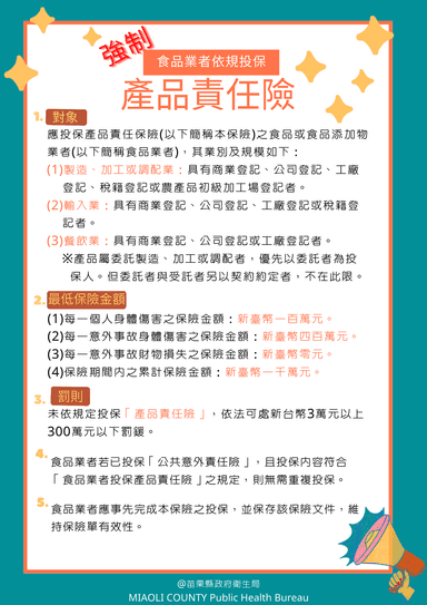 強制食品業者依規定投保