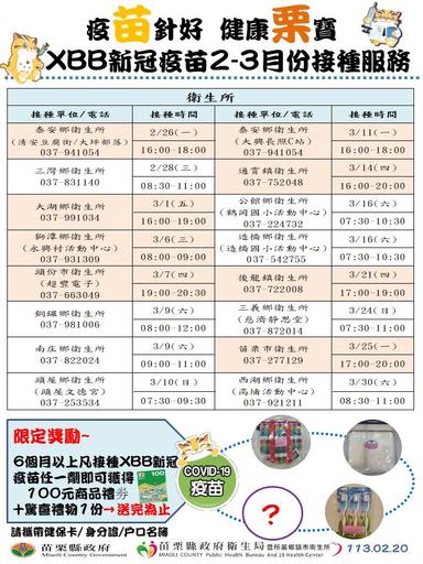 XBB新冠疫苗3月份接種服務0219