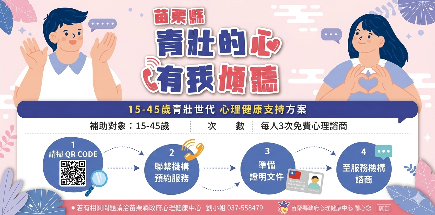 15-45歲青壯世代 心理健康支持方案
